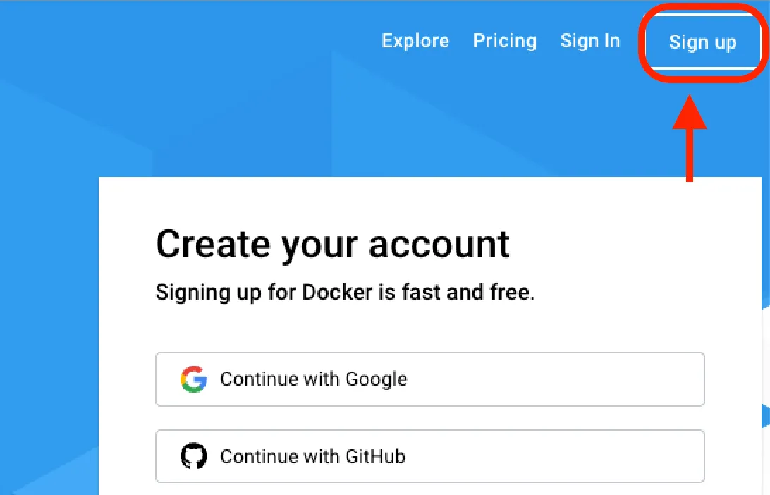 dockerhubのサインアップ